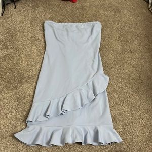 Light blue Lovers + Friends strapless bodycon dress